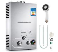 8L Scaldabagno Istantaneo GPL 8L/min 16KW, Scaldacqua a Propano Butano Senza Serbatoio per Camper e Casa