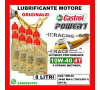 8LT OLIO CASTROL POWER 1 RACING 4T 10W40 API SL JASO MA2 8 LATTINE DA 1 LITRO