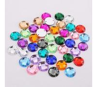 8mm/10mm/12mm/15mm Rotondo Acrilico Strass Posteriore Piana 2 Fori Per Cucire Strass Perline Di Cristallo Per L'artigianato Fai Da Te 18 Colori Scegli-Colore Mix-15mm 50 Pezzi