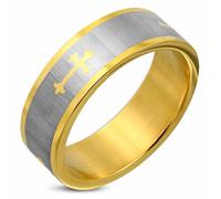 8mm Anello Di Matrimonio Piatto IN Acciaio Inossidabile Placcato di Colore 2tone