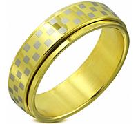 8mm Anello Piatta IN Acciaio A/Griglia 2tone Inossidabile Placcato