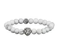 8mm Bianco Howlite Pietra Perline Bracciale Antico Testa di Leone Bracciali Alta Qualità Mens Jewelry M-L368 Lavorazione di Modo