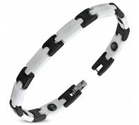 8mm Braccialetto Magnetico Catenina Ceramica Bianco e Nero Pantera