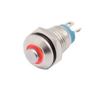 8mm Momentary Metal Push Button ON OFF Brass High Ring 3V 12V DC 220V AC Red Green Blue Pushbutton Switch 1Pcs(Red LED,12V-24V)