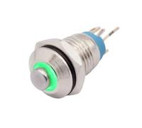 8mm Momentary Metal Push Button ON OFF Brass High Ring 3V 12V DC 220V AC Red Green Blue Pushbutton Switch 1Pcs(Green LED,3V)