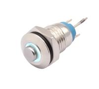 8mm Momentary Metal Push Button ON OFF Brass High Ring 3V 12V DC 220V AC Red Green Blue Pushbutton Switch 1Pcs(White LED,12V-24V)