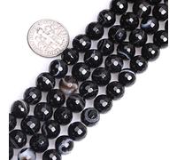 8mm Onice Nero Agata Pietra Naturale Sfaccettata Perlina Rotonda Semi Preziosa Gemma Perle Sfuse per la creazione di gioielli Filo di perline 38,1 cm Filo di perline Fai da te Forniture artigianali
