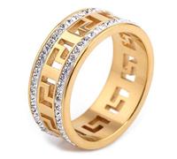 8mm Oro 18 carati in acciaio inossidabile scava fuori personalizzato doppia fila diamante intarsiato anello in acciaio inossidabile per le donne