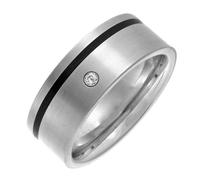 8mm Piatto Titanio Nero Linea & Zirconia Cubica Opaco Fede Nuziale