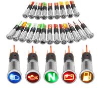 8mm Spia Led Luce Auto Simbolo Lampada Indicatore Pannello Metallo 12-36V
