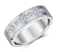 8mm Uomo Titanio Anello di Fidanzamento Sottile Spazzolato Opaco Anello Eternity