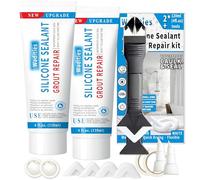 8Oz Bianco Impermeabile Sigillante Silicone Caulk, Wadities Kit per la riparazione delle fughe delle piastrelle con raschietto di rimozione, per bagno, doccia, cucina, pavimento (4Oz, Confezione da 2)