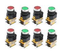 8Pcs 22mm Mount 10A 380V DPST Red Green Momentary Push Button