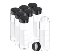 8pcs 50ml Vialetti di Vetro Trasparente con Tappo Nero Graduati per Etichetta