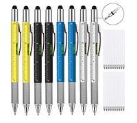 8Pcs 6 in 1 Multitool Pen Gadget EDC Tech Cool Penna utensile con cacciavite Righello Livello Stylus a sfera Regali unici per Uomini Amanti dei Attività DIY Casa Uso quotidiano