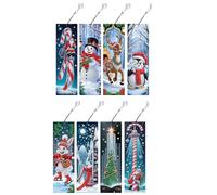 8pcs a tema natalizio segnalibro di pittura diamantato fai -da -te for gli appassionati di lettura (CN499)