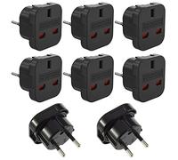 8Pcs Adattatore da viaggio da UK a EU, Adattatore Presa Tedesca, UK Verso Francia/Europa, Adattatore Presa Inglese a Spina Italiana, Travel Adapter per Europea, Spagna, Francia