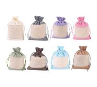 8PCS Borse Con Coulisse In Lino Naturale 10x14cm Sacchetti Stoffa Riutilizzabili Per L'organizzazione Della Conservazione Della Cucina Casa Borsa Stoccaggio Per Bagno