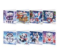 8pcs Christmas Rhinestone Painting Card Kit Wish Card Daily Card Card for bomboniere for feste natalizie (HKA014)