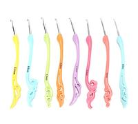 8Pcs Crochet Hooks Set | Retro Fancy Soft Handle for Comfortable Grip | Knitting Needles for Beginners/Experts | Collectible Aluminum Hooks with 8 Sizes (2.5mm - 6.0mm) (Colored)