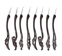 8Pcs Crochet Hooks Set | Retro Fancy Soft Handle for Comfortable Grip | Knitting Needles for Beginners/Experts | Collectible Aluminum Hooks with 8 Sizes (2.5mm - 6.0mm) (Black)