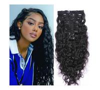 8Pcs Deep Wave Curly Clip in Human Hair Extensions Natural Brazilian Double Weft Full Head Hair Extensions Facile installazione e rimozione(12INCHES)