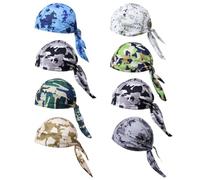 8Pcs Do Rag Skull Cap Sweat Wicking Doo Rag Helmet Liner Cooling Cap Moto Ciclismo Head Wraps Bandana Beanie Hat