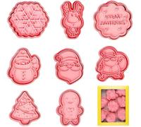8pcs Formine per Biscotti Natalizi, Tagliabiscotti 3D Natale Set, Formine Biscotti Natale, Stampi Biscotti Natalizi Plastica, Stampo Plastique 3D Omino di pan di Zenzero Fiocco di neve