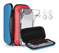 8pcs GeeRic Custodia Compatibile per Switch Lite, 2pcs Vetro Temperato + Cover + 4 Thumb Grips + Borsa + 8 in 1 Accessori Kit Compatibile con Switch Lite Rosso & Blu