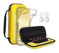 8pcs GeeRic Custodia Compatibile per Switch Lite, 2pcs Vetro Temperato + Cover + 4 Thumb Grips + Borsa Accessori 8 in 1 Kit Compatibile con Switch Lite Giallo
