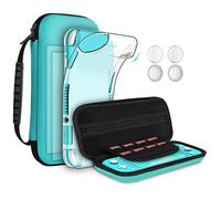 8pcs GeeRic Custodia Compatibile per Switch Lite, 2pcs Vetro Temperato + Cover + 4 Thumb Grips + Borsa +Accessori 8 in 1 Kit Compatibile con Switch Lite Turchese