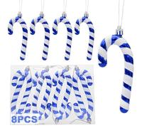 8pcs Glitter Candy Canes Decorazioni per l'albero di Natale Blu Bianco, 13×6 CM Candy Canes Decorazioni per l'albero di Natale Decorazioni per l'albero Natale Blu Deco Natale Decorazioni di zucchero