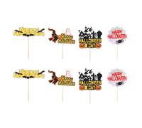 8Pcs Halloween Cake Toppers Carta Food Safe Witch Bat Pumpkin Disegni Dessert Decor Per Cupcakes Forniture Partito Cake Inserti