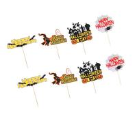 8Pcs Halloween Cake Toppers Carta Food Safe Witch Bat Zucca Disegni Dessert Decor Per Cupcakes Forniture Per Partito di Carta Inserti Torta