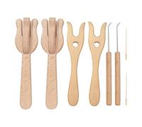 8Pcs Kit Forchetta e Ago per Maglieria Portatile Lucet Fork Crochet Wood Co6707
