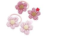 8pcs Korean Style Handmade Cotton Filled Flower Hair Accessories 3D Five Petal Hair Clip Hair Cord Set