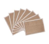 8Pcs Linen Table Mat Lace Placemat Set Natural Woven Tableware Wedding