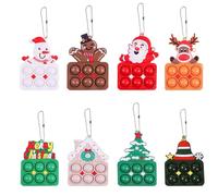 8PCS Mini Pop Fidget Toy Portachiavi Natalizio, Push Pop Bubble Sensory Fidget Toy Set per Enfanti e Adulti