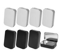 8pcs Resistente alla Ruggine Scatola Metallo Piccola con Coperchio, Nero Opaco Argento Scatole Metallo Basse, Scatola Latta Rettangolare, Contenitore Latta per Conservazione di Piccoli Oggetti