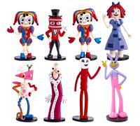 8Pcs Set Figure The Digital Circus, Decorazione per Torta The Digital Circus, Decorazioni per Torta Compleanno The Digital Circus, Decorazioni Torta per Bambini Bambine (con Base)