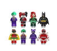 8pcs/set Superhero Series Action Figures Building Blocks Clown Batman Harley Quinn Assembly Minifigures Collectible Model Toys Kids Fans Gift