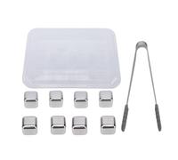 8PCS Stainless Steel Ice Cubes Reusable Wine Chiller Ice Cube with Storage Box Tongs Silicone Clip Bar Barware Sets Quick Freeze Ice Stones for Drinks