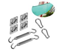8pcs Sun Shade Sail Hardware Kit, Stainless Steel Sun Sail Installation Kit with Turnbuckles Hooks and Pad Eyes for Outdoor Patio Garden Deck, Corrosion Resistant Tensioning System