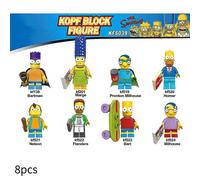 8pcs The Simpsons Building Blocks Action Figures Toys Set Homer Bart Marge Simpson Assembly Minifigures Kids Fans Collectible Gift
