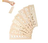 8Pcs Wooden Tracing Boards - 2x8 Inch Shape Line Practice | Preschool Toy | Fine Motor Skill Tool, Geometric Pattern Writing Boards, Natural Wooden Set for Homeschool & Classroom