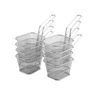 8Pezzi Cestelli per Friggitrice in Acciaio Inox, Chip Serving Basket Friggitrici Crisps Zeppe Anelli di Cipolla Friggente Presentazione di Alimenti Filtro in Acciaio Inossidabile