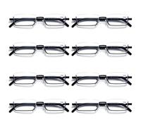 8PK Mezzo Cerchio Montatura Metallo Piccolo da Uomo Occhiali da Lettura Blu Luce