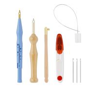 8pz Ago da Punch Set, Kit di Ricamo a Punzonatura Regolabile con Kit di Ganci a Tamburo a 3 Aghi Strumenti per Aghi da Cucito per Principianti Adulti Filo da Ricamo Punto Croce Artigianali