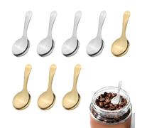 8pz Cucchiaio con Manico Corto, Cucchiaini per Condimenti in Acciaio Inox con Manico Corto Pratici Utensili Cucina per Spezie Zucchero Caffè Tè (Argento, Oro)