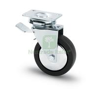 8PZ RUOTA GIREVOLE PER MOBILI+FRENO ART.154 BIS MM. 60 PIASTRA MM. 64X50: